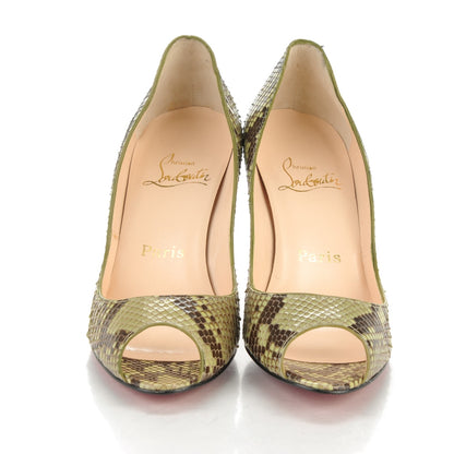 Christian Louboutin Python Yoyo 85 Peep Toe Pumps 36 Green 2 of 6