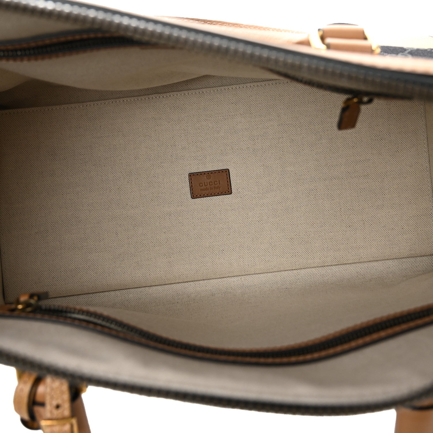 Gucci Monogram Textured Dollar Calfskin Web Large Bauletto Duffle Top Handle Bag Black Koi Beige 5 of 11