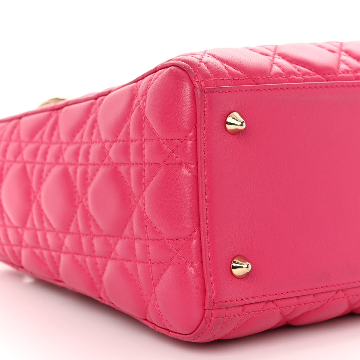 Christian Dior CHRISTIAN DIOR Lambskin Cannage Medium Lady Dior Fuchsia 9 of 10