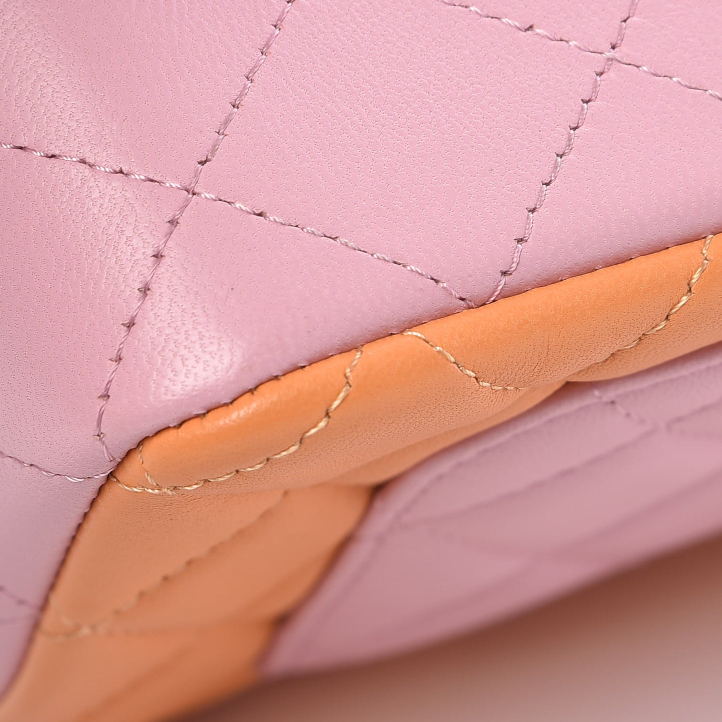 Lambskin Quilted Tri-Color Mini Rectangular Flap Orange Yellow Pink