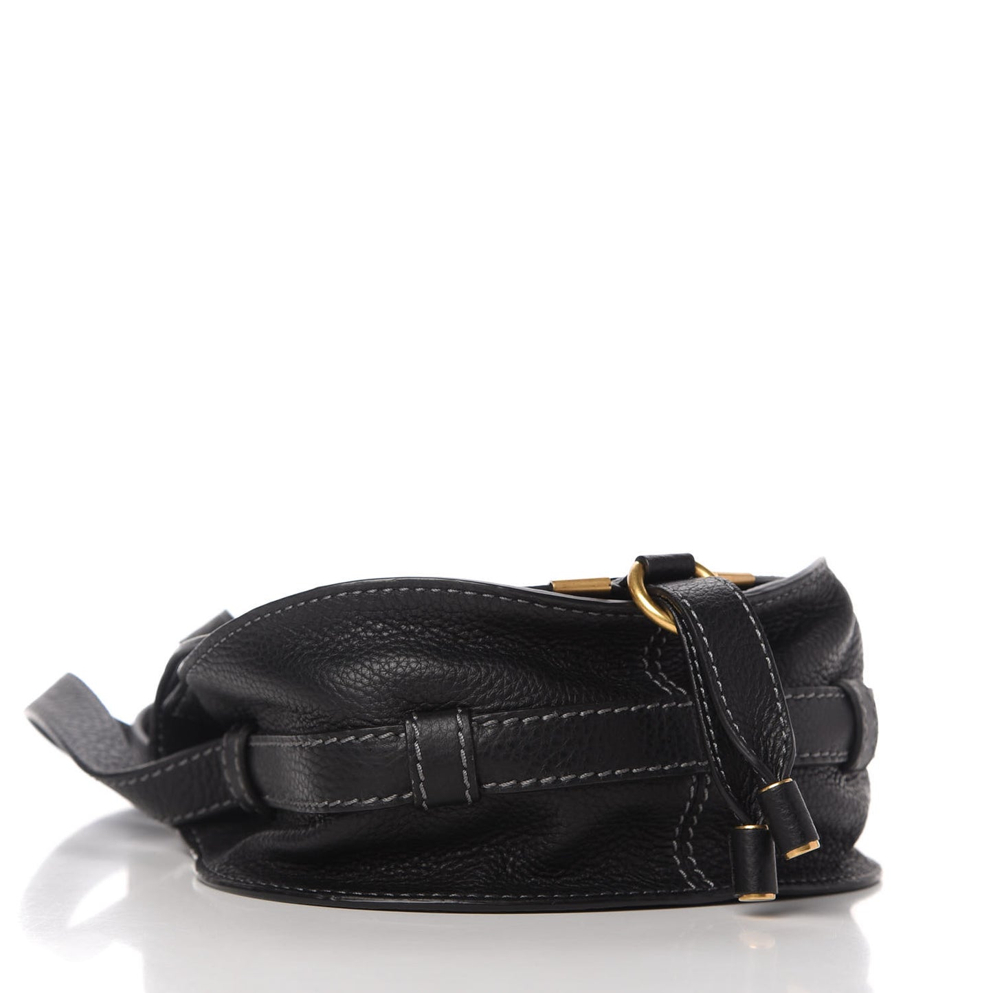 Calfskin Mini Marcie Round Crossbody Bag Black