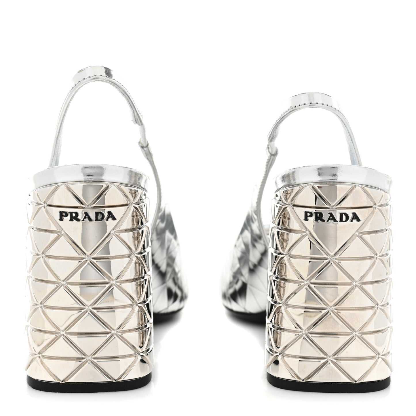 Spazzolato Triangle Logo Slingback 90mm Pumps 38 Argento