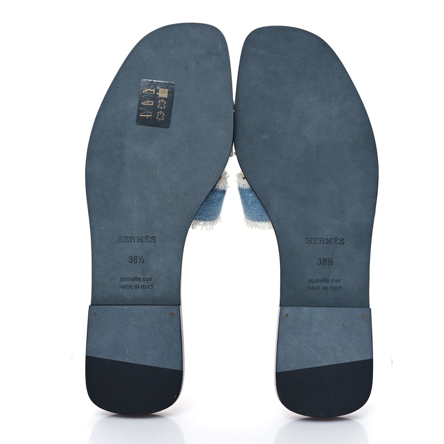 Denim Oran Fringe Sandals 38.5 Bleu Clair