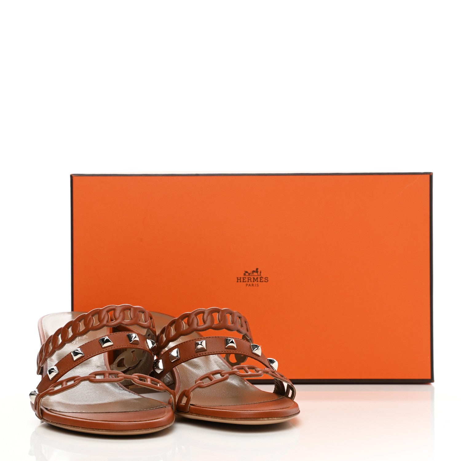Hermes Nappa Ajaccio Sandals 39 Cognac 9 of 9
