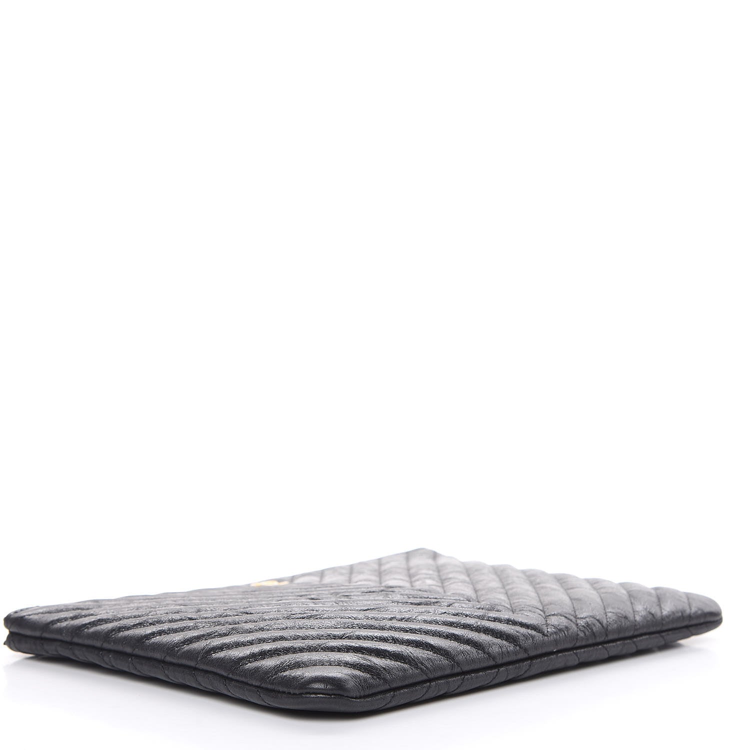 Chanel Crumpled Calfskin Chevron Quilted Medium Cosmetic Case Black 4 of 8