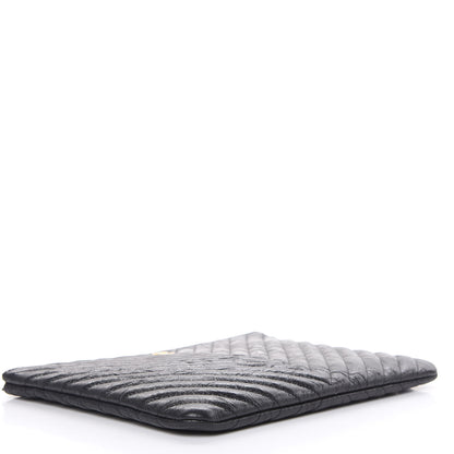 Chanel Crumpled Calfskin Chevron Quilted Medium Cosmetic Case Black 4 of 8