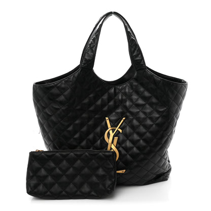 Saint Laurent Lambskin Quilted Maxi Icare Shopping Tote Black 3 of 11