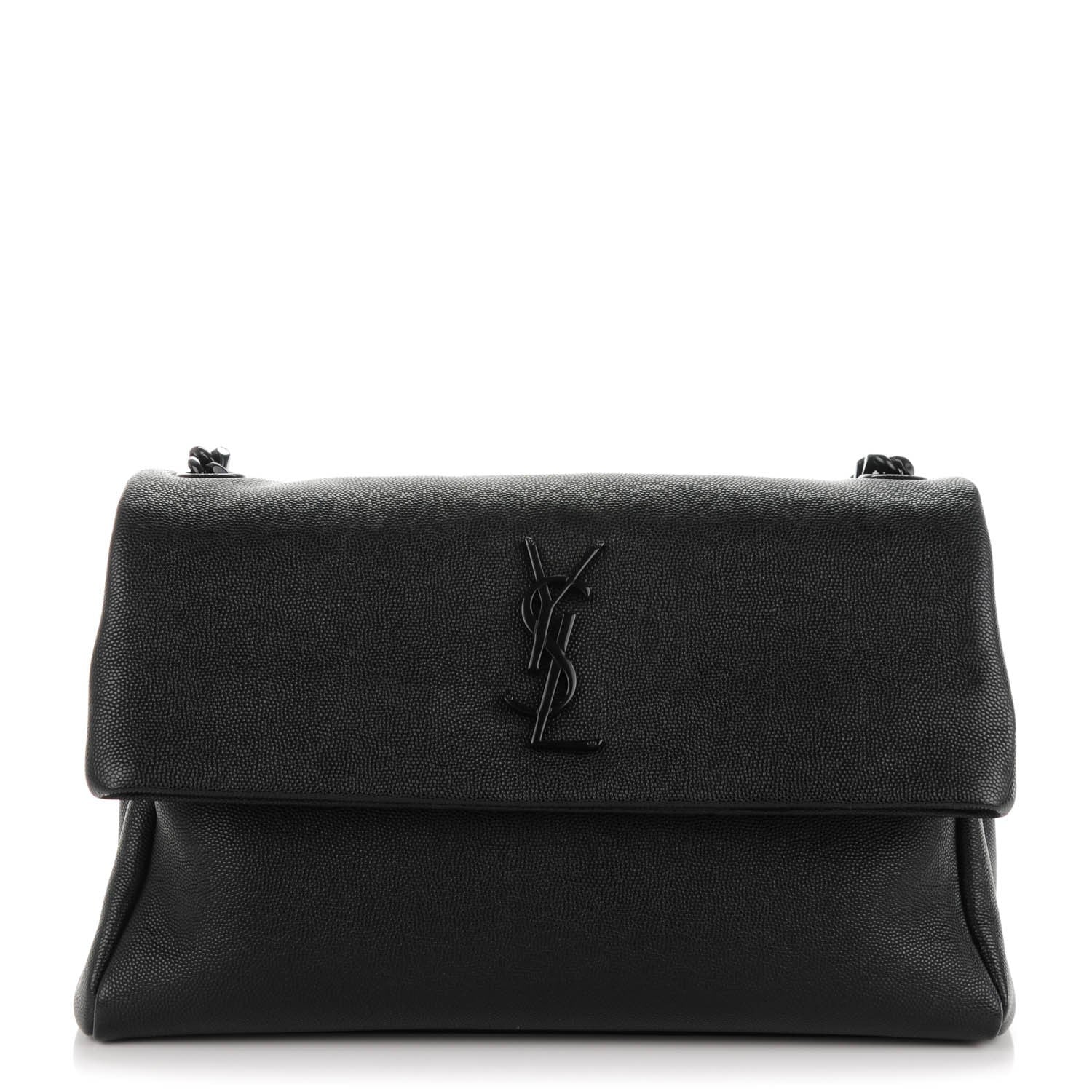 Saint Laurent Grain De Poudre Medium West Hollywood Monogram Fold-Over Black 1 of 7