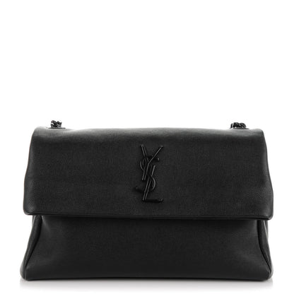 Saint Laurent Grain De Poudre Medium West Hollywood Monogram Fold-Over Black 1 of 7