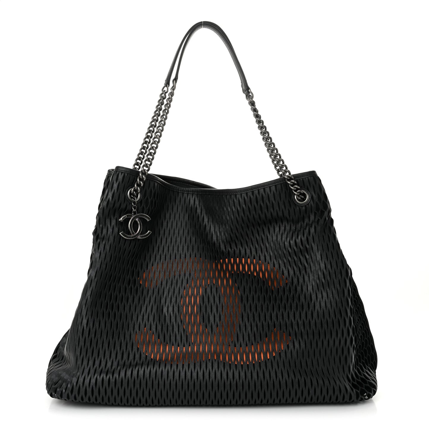Calfskin Laser Cut Perforated CC Tote Black