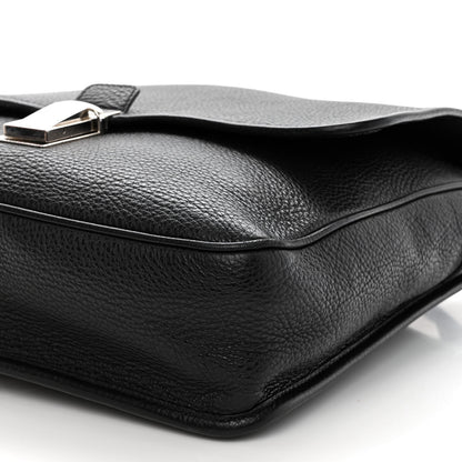 Prada Vitello Daino Flat Flap Messenger Bag Black 10 of 10