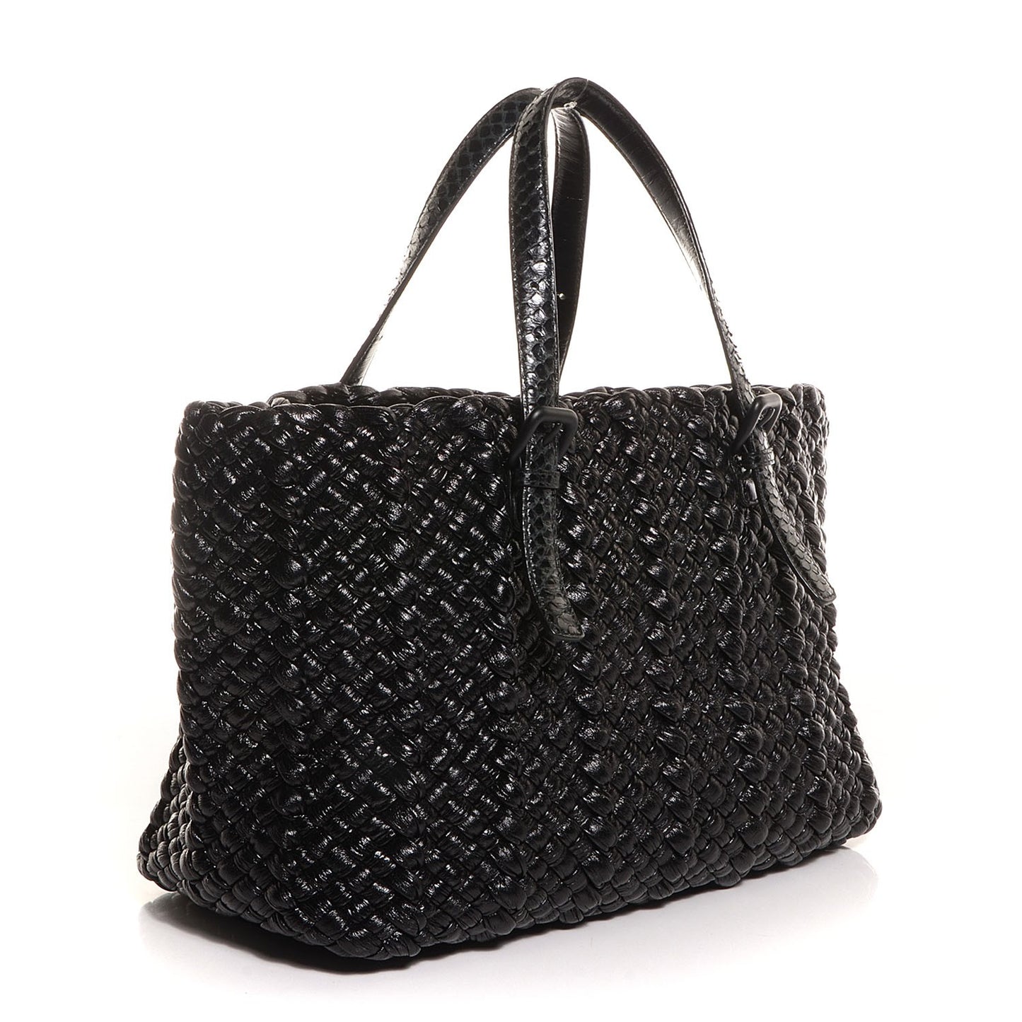 Vernice Lambskin Python Tote Nero Black