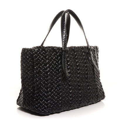 Bottega Veneta Vernice Lambskin Python Tote Nero Black 2 of 7