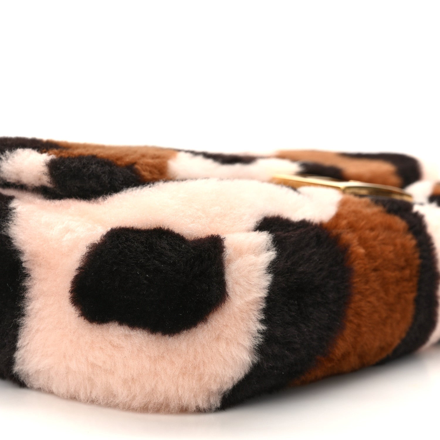 Fendi Shearling Vitello Dolce Leopard Print Large Baguette Pink Brown Multicolor 9 of 13