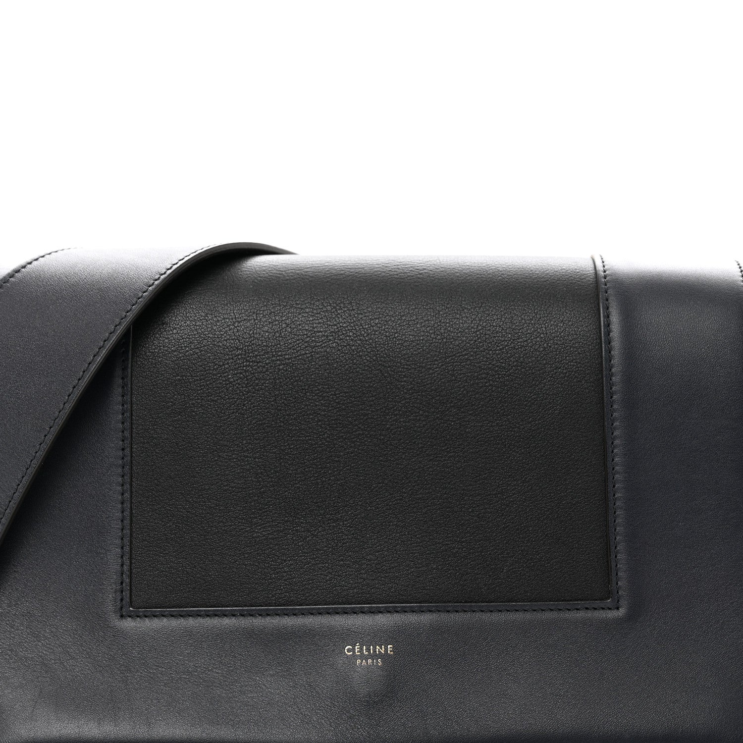 Celine Shiny Smooth Calfskin Medium Frame Shoulder Bag Black Navy 5 of 12