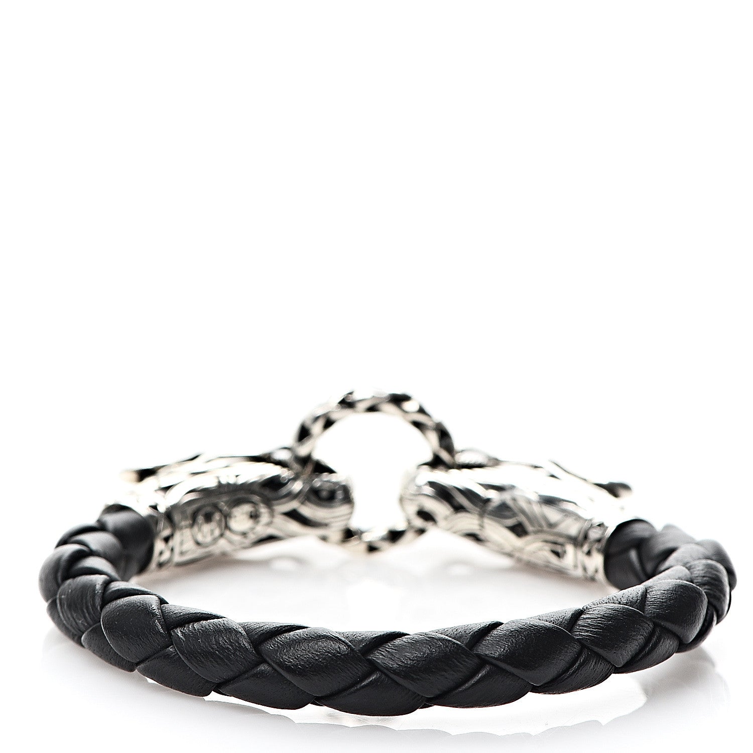John Hardy Sterling Silver Leather Naga Dragon Legend Bracelet Black 2 of 3