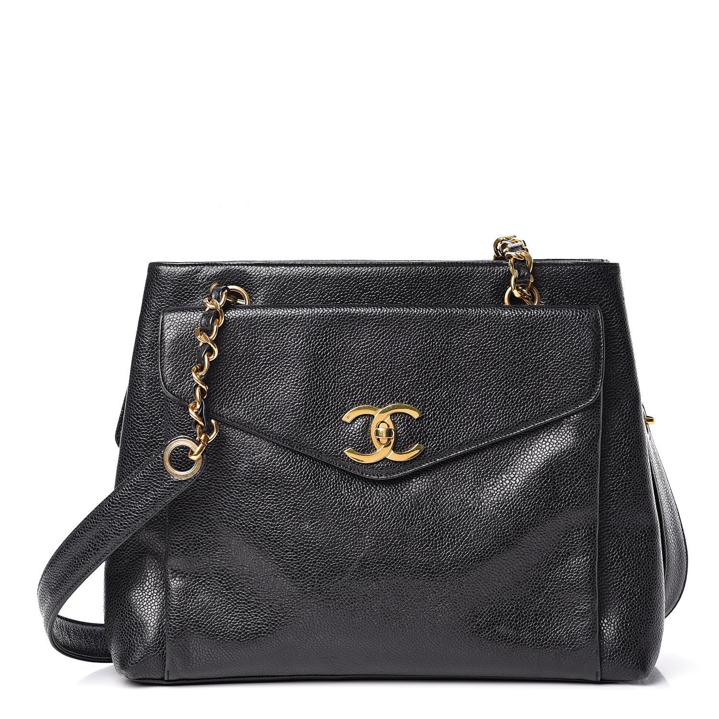 Caviar Flap Shoulder Bag Black