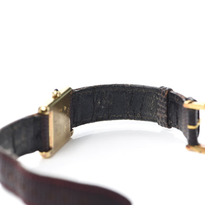 Cartier Sterling Silver Vermeil Lizard 20mm Must de Cartier Tank Quartz Watch Brown 6 of 7