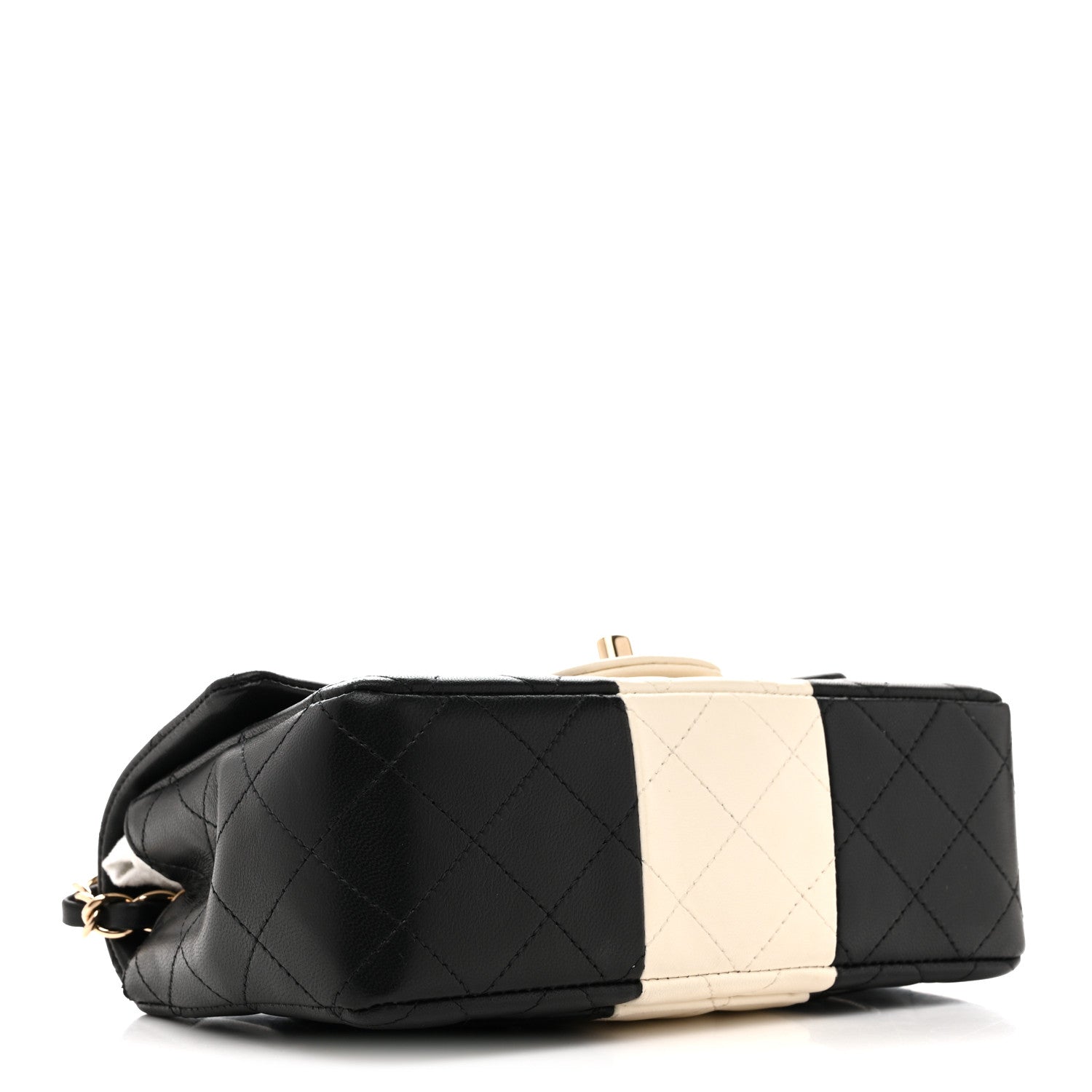 Chanel Lambskin Quilted Mini Rectangular Flap Black White 4 of 14