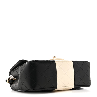 Chanel Lambskin Quilted Mini Rectangular Flap Black White 4 of 14