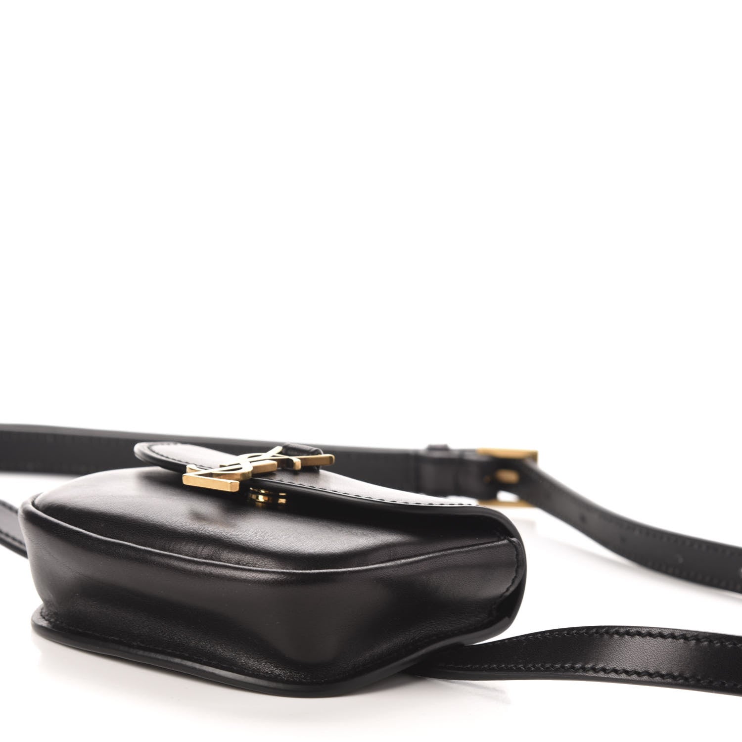 Saint Laurent Smooth Calfskin Mini Classic Monogram Kaia Belt Black 9 of 10