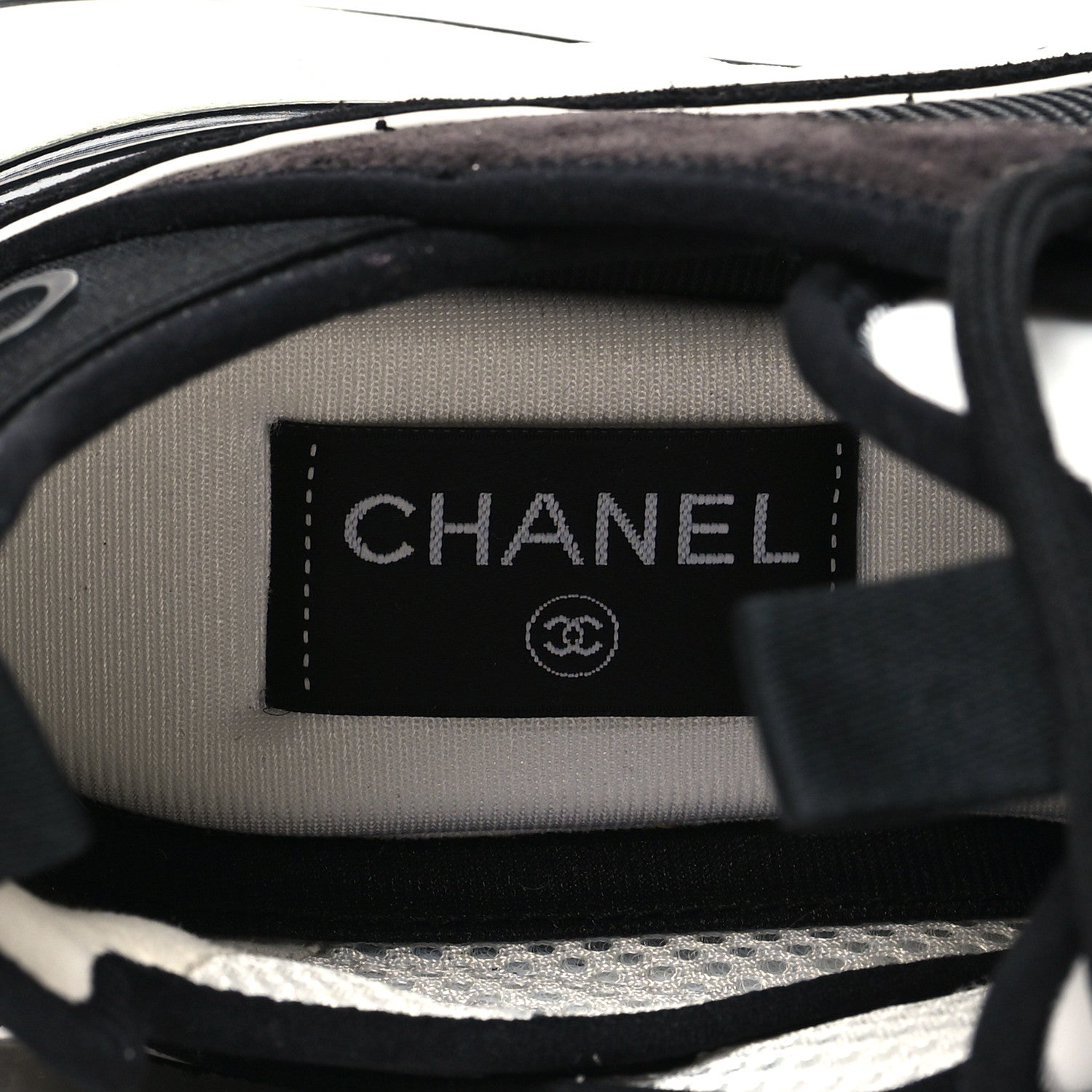 Chanel Fabric Suede CC Sneakers 40 Black Dark Grey 1858619