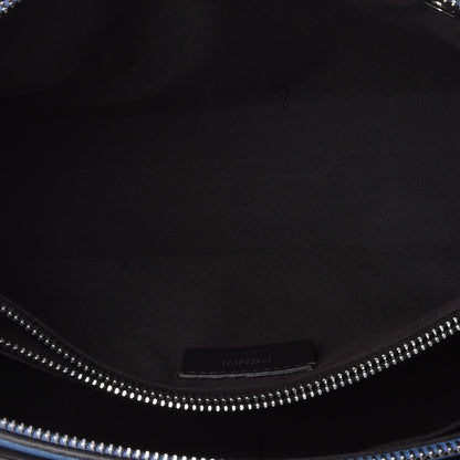 Fendi Vitello Dolce Bi-Color FF 1974 Embossed Medium By The Way Boston Bag Nebula Maya Black 4 of 13