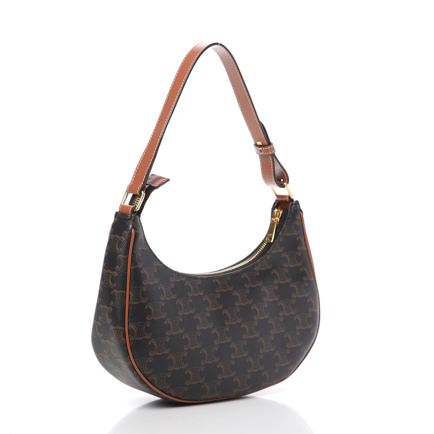 Triomphe Canvas Calfskin Ava Shoulder Bag Tan