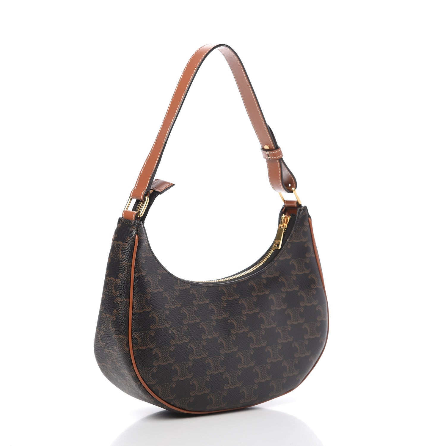 Celine Triomphe Canvas Calfskin Ava Shoulder Bag Tan 3 of 10
