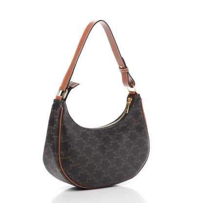 Celine Triomphe Canvas Calfskin Ava Shoulder Bag Tan 3 of 10