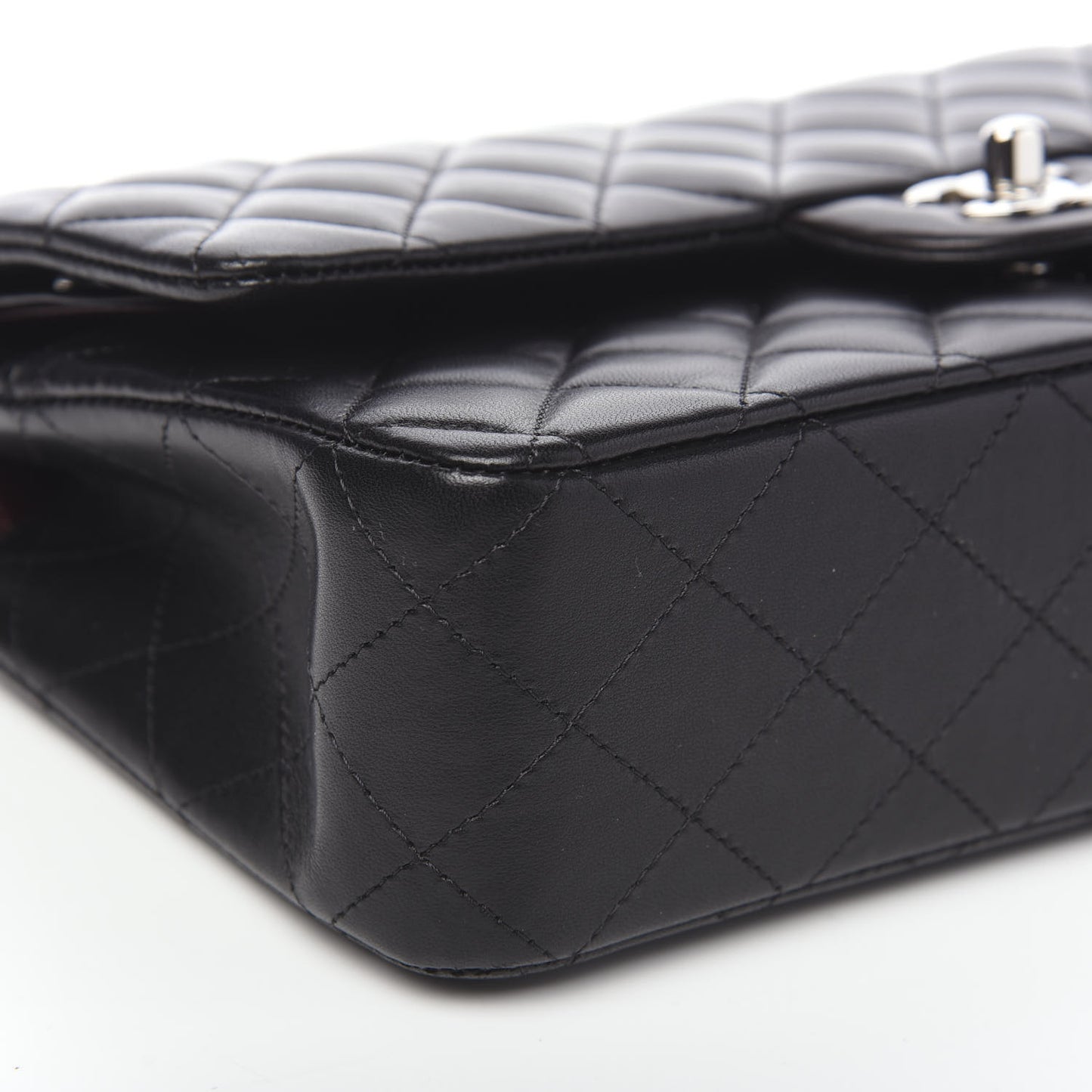 Lambskin Quilted Medium Double Flap Black