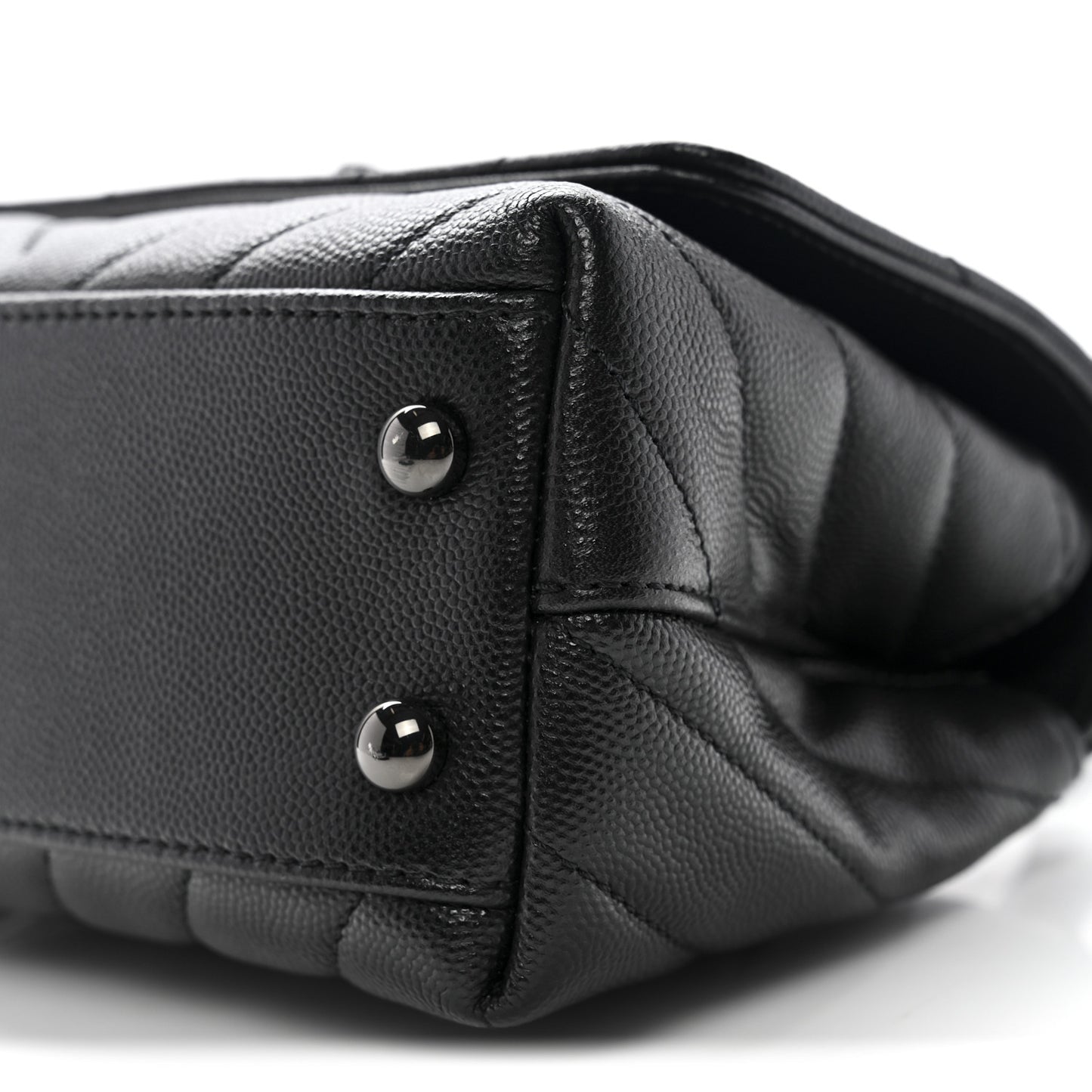 Caviar Chevron Quilted Extra Mini Coco Handle Flap So Black
