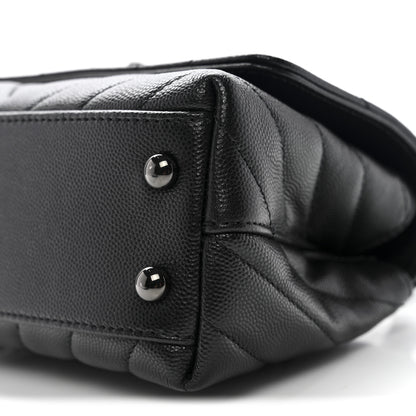 Chanel Caviar Chevron Quilted Extra Mini Coco Handle Flap So Black 10 of 11