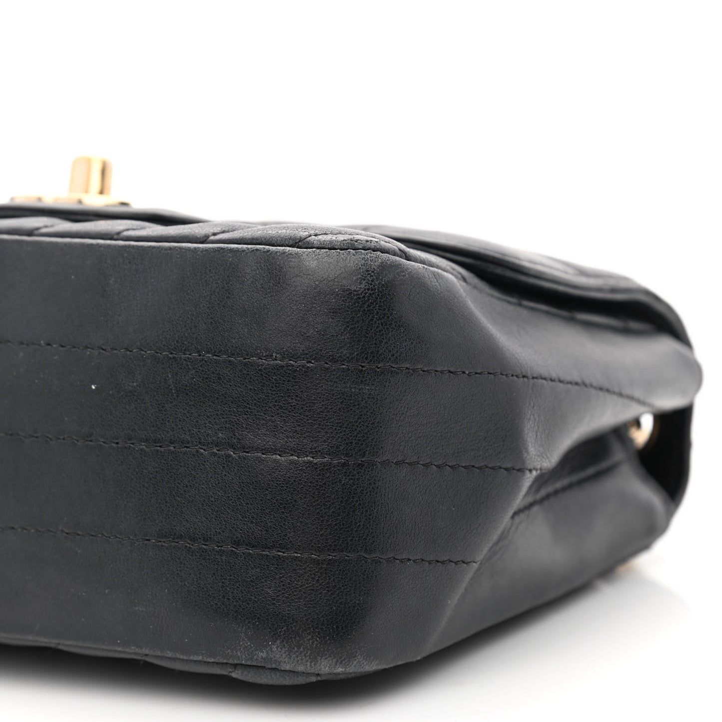 Lambskin Chevron Quilted Mini Square Flap Black