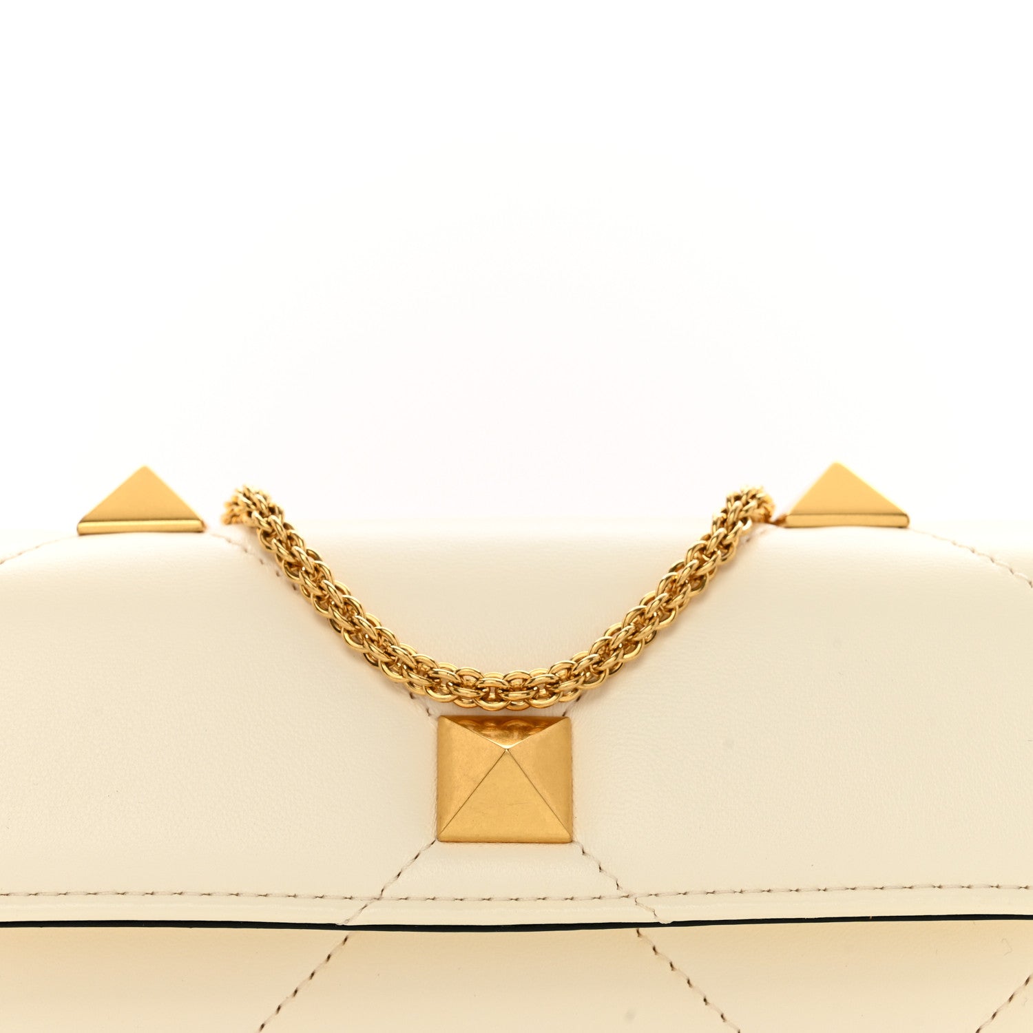 Valentino Garavani Nappa Roman Stud Wallet on Chain Ivory 5 of 9