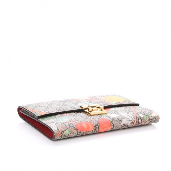 GG Supreme Monogram Tian Padlock Clutch Beige Multicolor Red