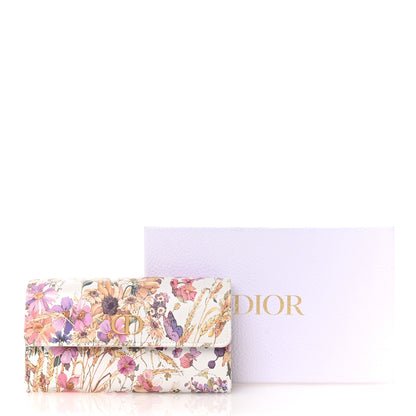 Christian Dior Calfskin Caro Freesia Long Wallet White Multicolor 9 of 9
