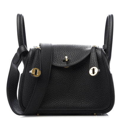 Hermes Taurillon Clemence Mini Lindy 20 Black 1 of 9