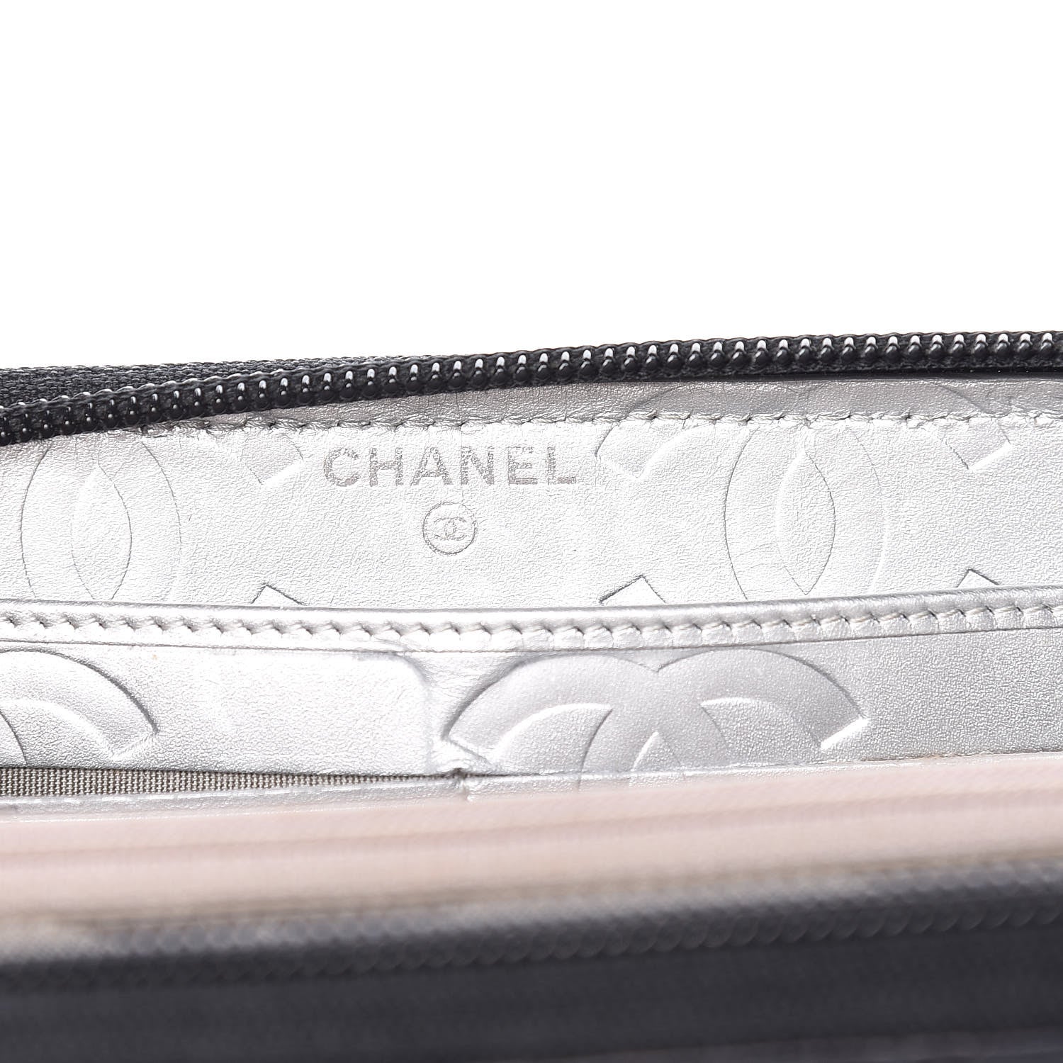 Chanel Calfskin Quilted Cambon Large Gusset Zip Around Wallet Black Silver 6 of 14
