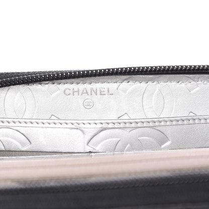 Chanel Calfskin Quilted Cambon Large Gusset Zip Around Wallet Black Silver 6 of 14