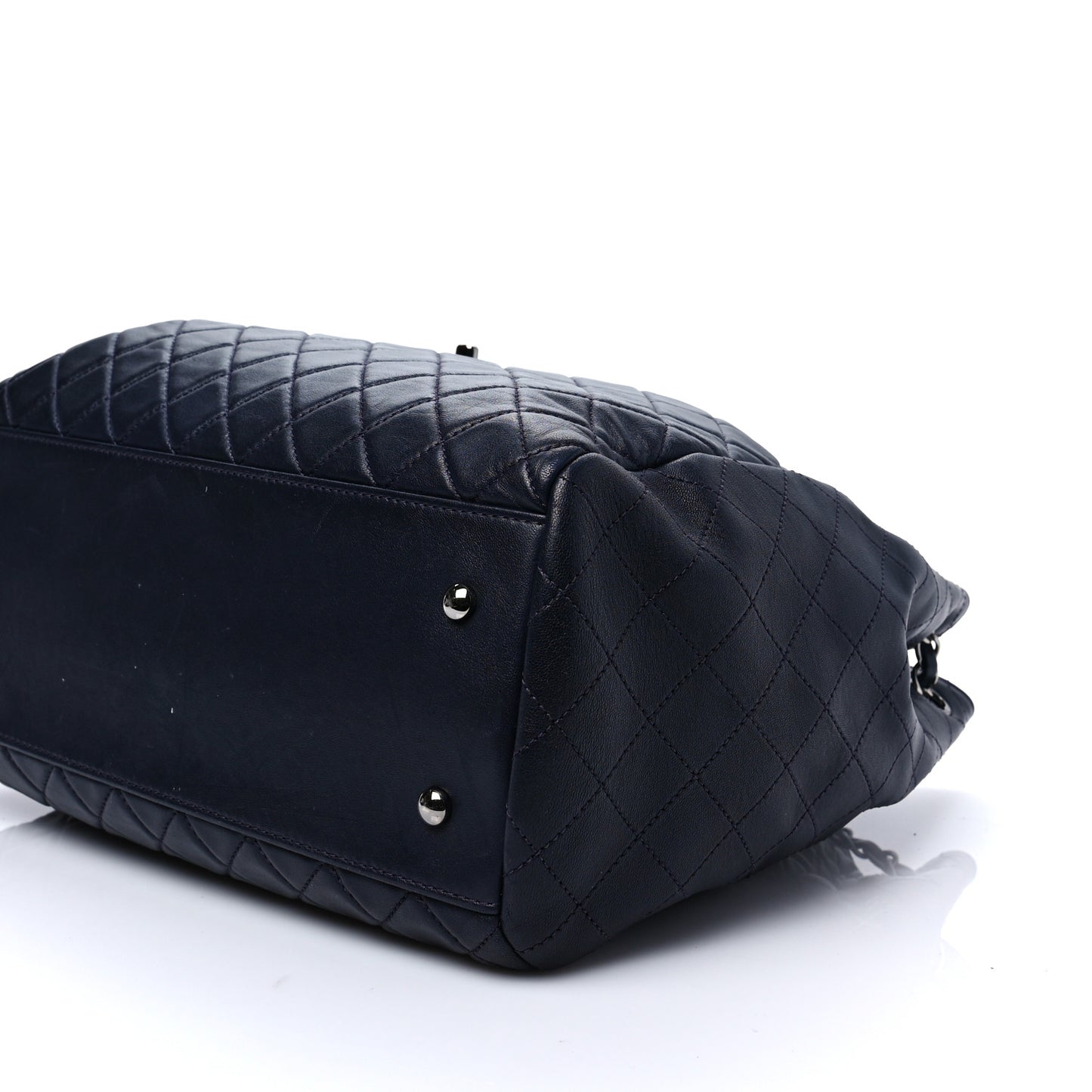 Lambskin Quilted Large Drawstring Shoulder Bag Dark Purple