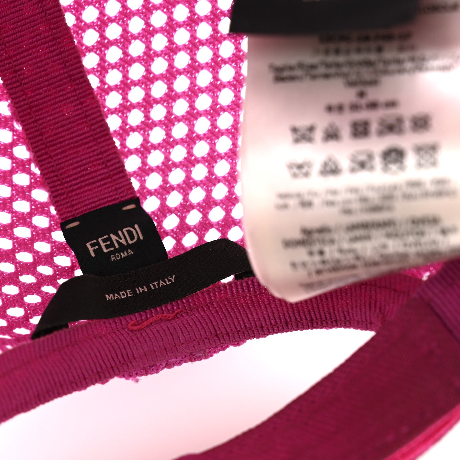 Fendi Cotton Shearling FF Baseball Hat M Fucshia 8 of 10