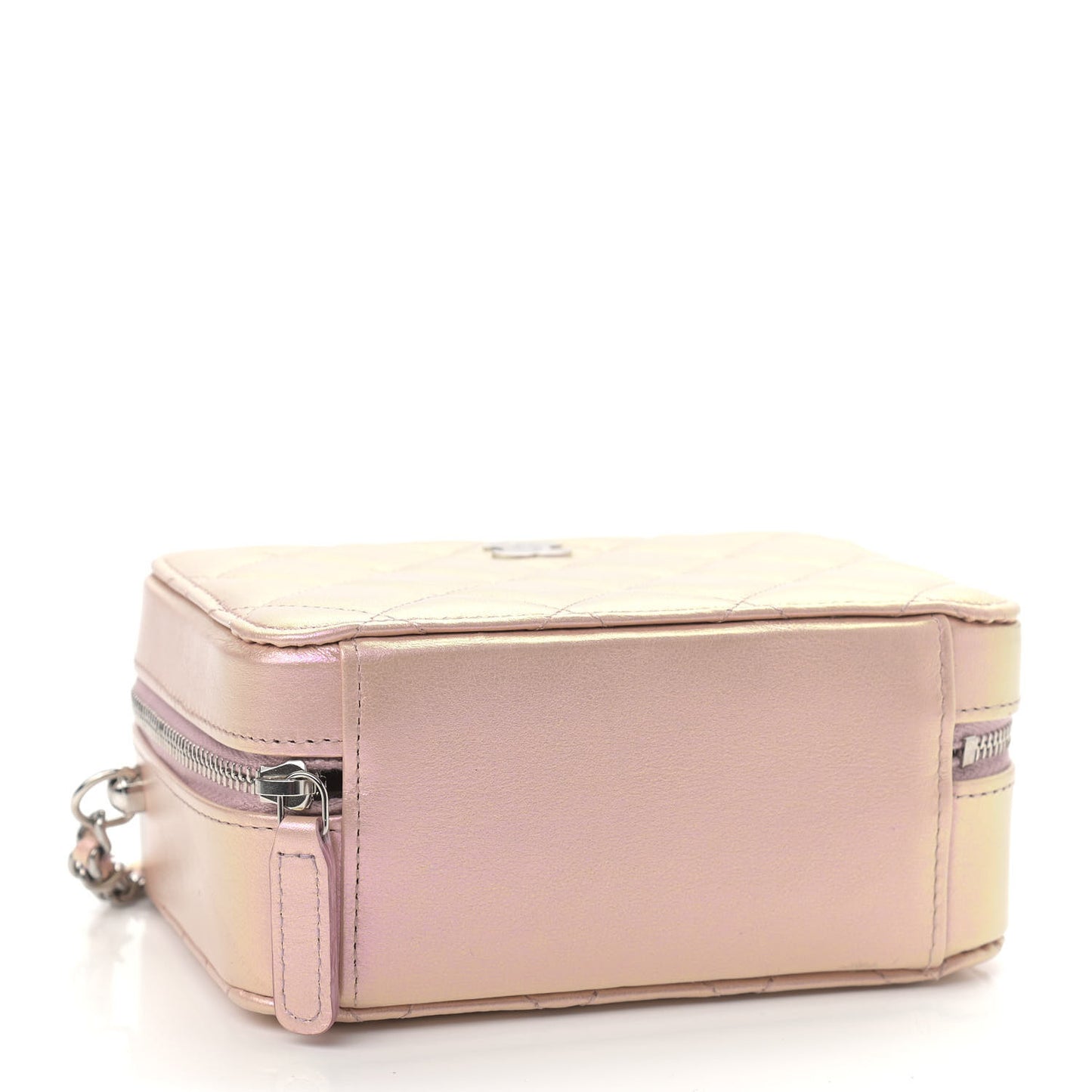 Iridescent Calfskin Quilted Camera Bag Pink