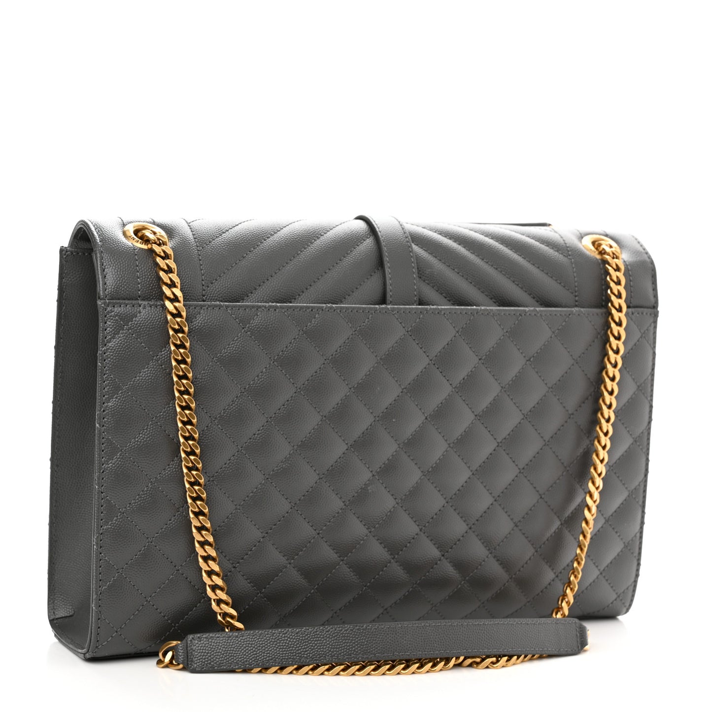 Grain De Poudre Textured Mixed Matelasse Large Triquilt Monogram Satchel Storm
