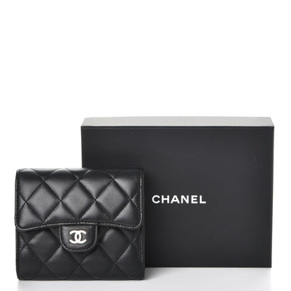 Chanel Lambskin Quilted Small Compact Wallet Black 9 of 9