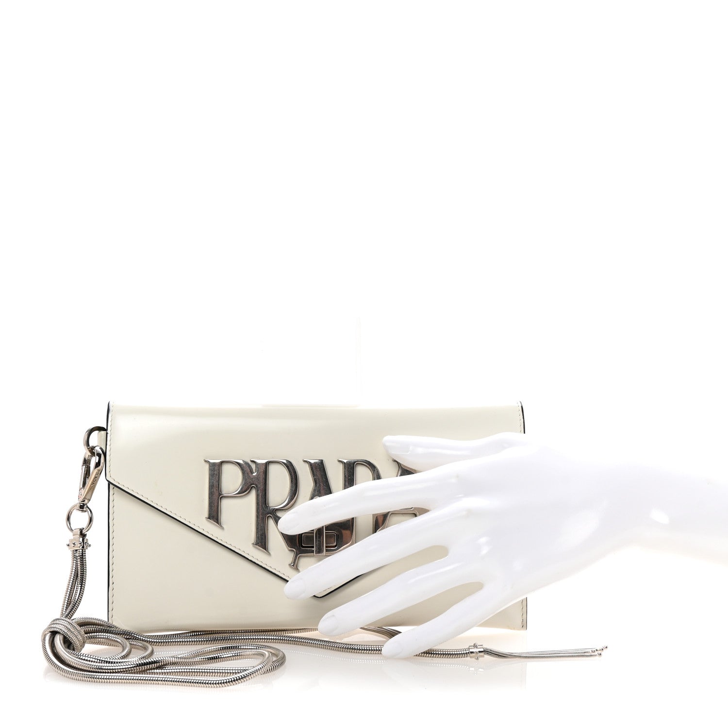 Prada Spazzolato Logo Wristlet White 1733348 – FASHIONPHILE