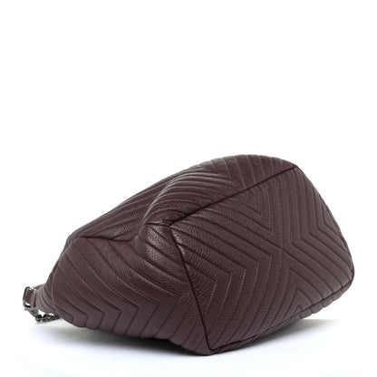 Chanel Deerskin Chevron CC Chain Bucket Drawstring Bag Burgundy 3 of 10