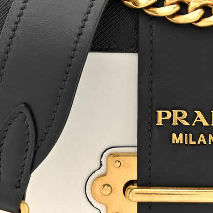 Prada City Calf Saffiano Large Cahier Bag White Black 7 of 10