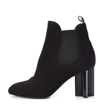 Louis Vuitton Suede Monogram Uniformes Cap Toe Chelsea 80mm Ankle Boots 39 Black 1 of 11