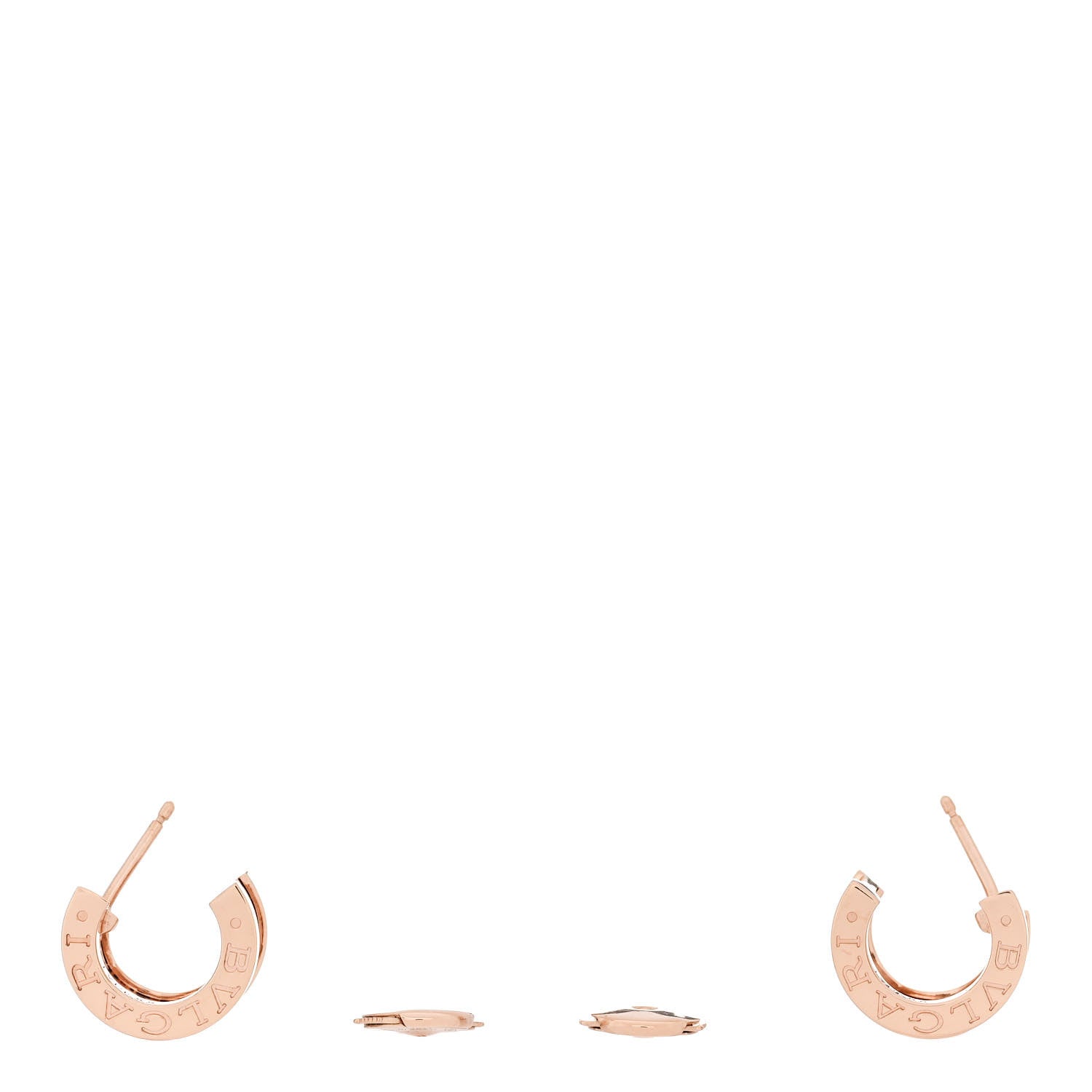 Bulgari 18K Rose Gold Diamond B.Zero1 Legend Hoop Earrings 3 of 6